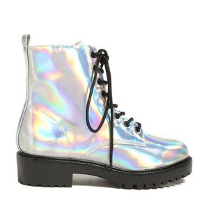 Forever21 holographic combat boots